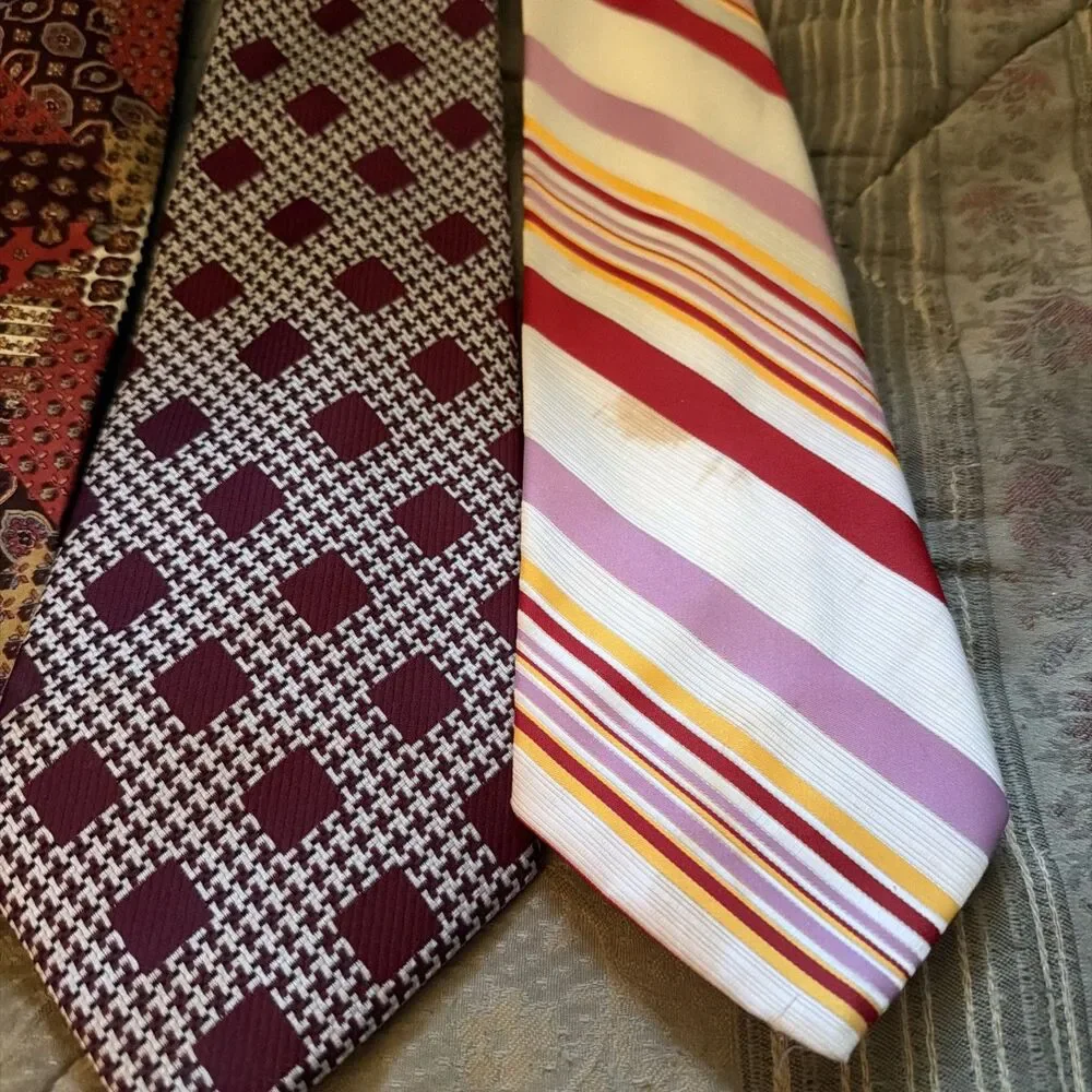 Lot 5 Vintage Necktie Barons by Damon Wemlon By Wembley Golden Emblem Polyester